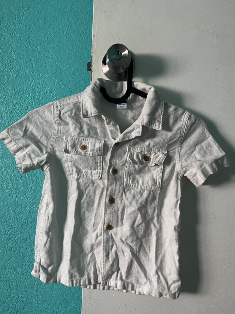 Old Navy Boys White Short-Sleeve Button-Front Shirt